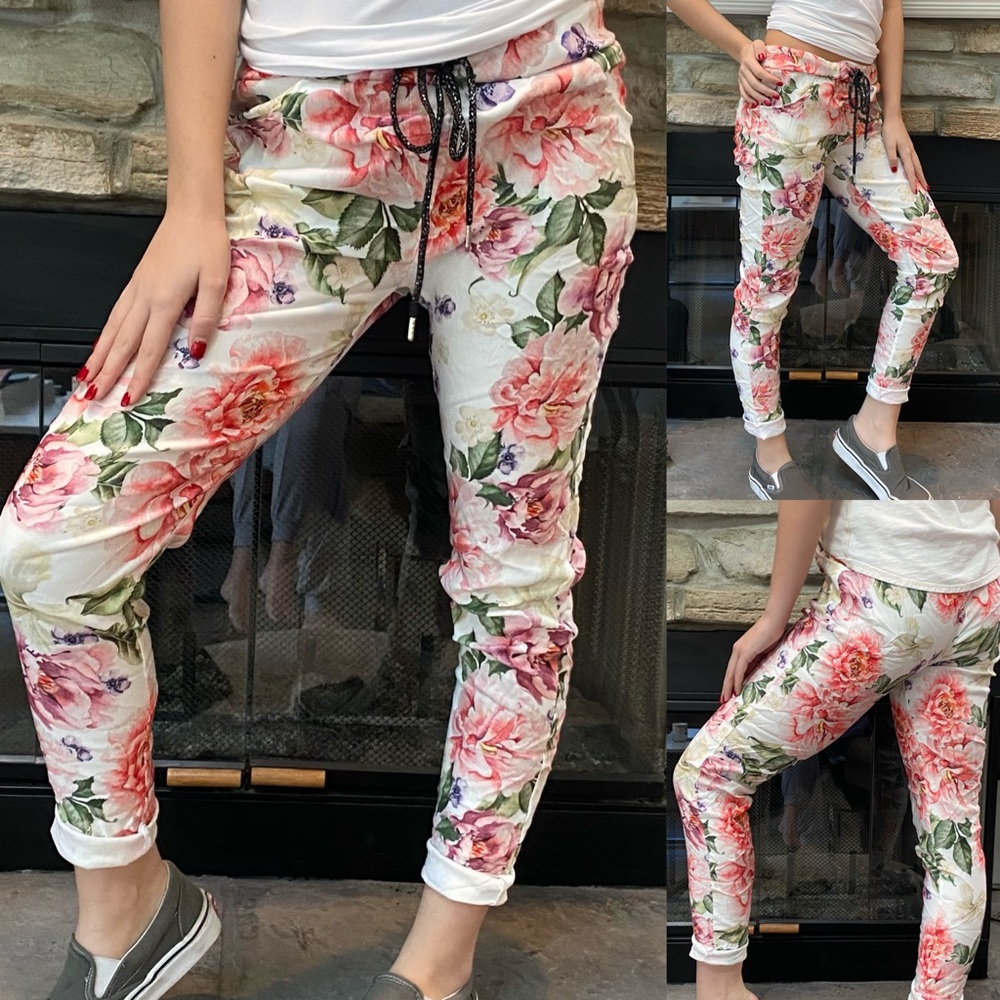 🌷VINTAGE FLORAL PRINT CRINKLE STYLE BOTTOMS